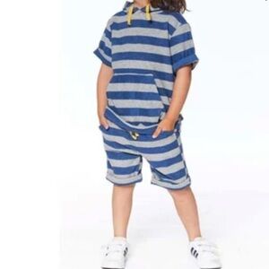 NWT Deux Par Deux Navy Gray Striped Terry Shorts size 5